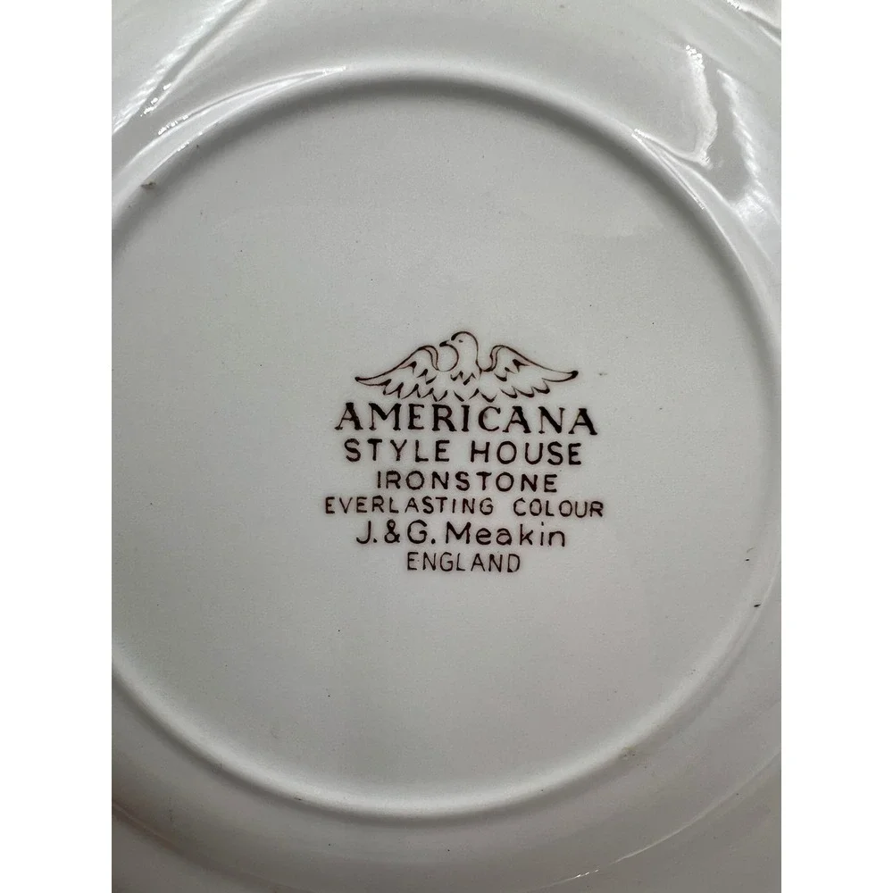 J&G Meakin Americana Style House Boston Tea Party Brown Ironstone Salad Plates 2